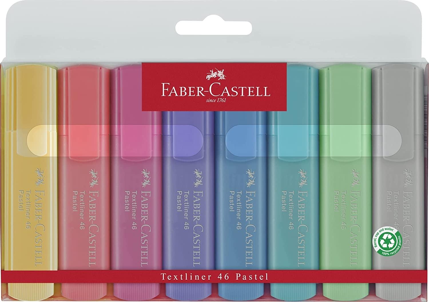 PACK 8 ROTULADORES FLUORESCENTES FABER CASTELL TEXTLINER 1546 COLORES PASTEL