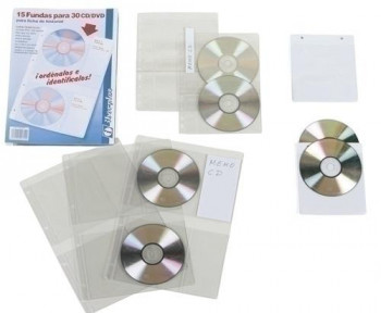 FUNDA CD/DVD IBERPLAS PVC A4 con 4 TALAD. C/REFZO. 2 DPTO. (150 ) PAQUETE de 15