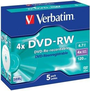 DVD-RW VERBATIM MATT SILVER 4,7 GB 4X REGRADABLES