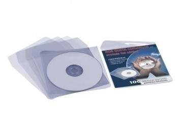 FUNDAS CD/DVD IBERPLAS PVC 130X130MM CON SOLAPA 100UND