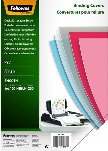 PORTADAS PP FELLOWES A4 PVC NEGRO 280MICRAS 100UNDS