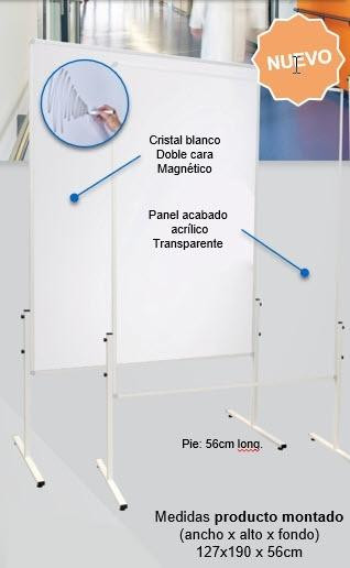 SOPORTE MOVIL DOBLE CARA CRISTAL BLANCO DE 150x120x190cm