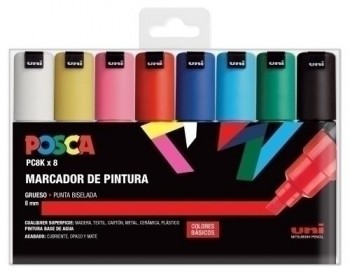MARCADOR T.OPACA NO PERM. UNI POSCA 8,0 (PC-8K) BOLSA DE 8