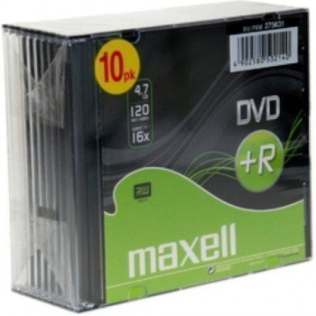DVD-R MAXELL 4,7 GB 16X SLIM CASE PACK 10 UD.