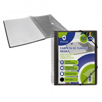 PP BISMARK CARPETA ESPIRAL 60 FUNDAS NEGRO