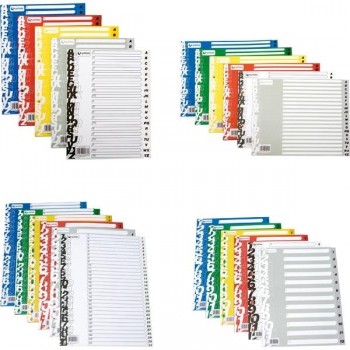 SEPARADORES NUMÉRICOS PP OPACO 1-12 POSICIONES A4 16 TALADROS SEPARADORES PP GRAFOPLÁS