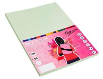 PAPEL FABRISA 80G A4 100H VERDE CLARO