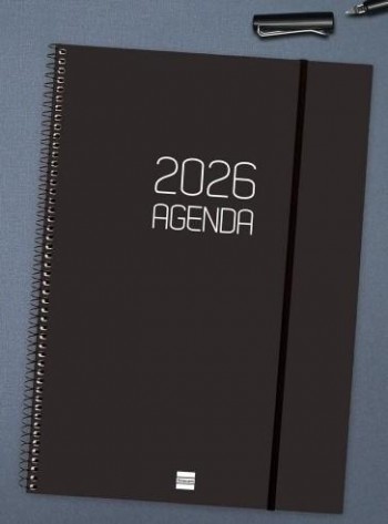 AGENDA ESPIRAL FINOCAM OPAQUE E40 S/V NEGRO TAPA PP 2026