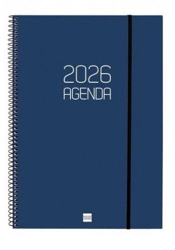 AGENDA ANUAL (2026) FINOCAM ESPIRAL OPAQUE ESPIRAL tapa PP con GOMA E40 210x297 S/V APAIS. AZUL