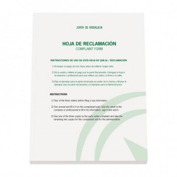 LIBRO HOJA DE RECLAMACIONES JUNTA DE ANDALUCÍA 2019