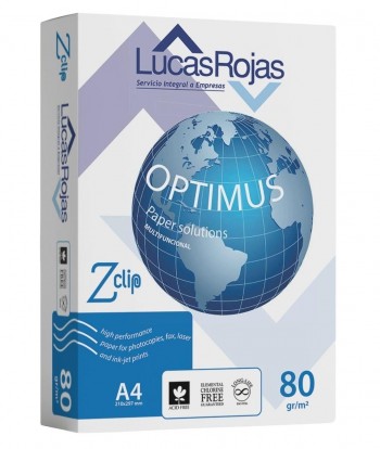 PAPEL OPTIMUS ZCLIP LUCAS ROJAS A4 80GR BLANCO CALIDAD ALTA CAJA