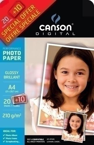 PAPEL INKJET CANSON FOTO A4 210G 20+10H GLOSSY