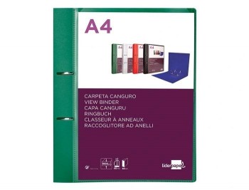 CARPETA CANGURO 2 ANILLAS 40MM PP A4 VERDE