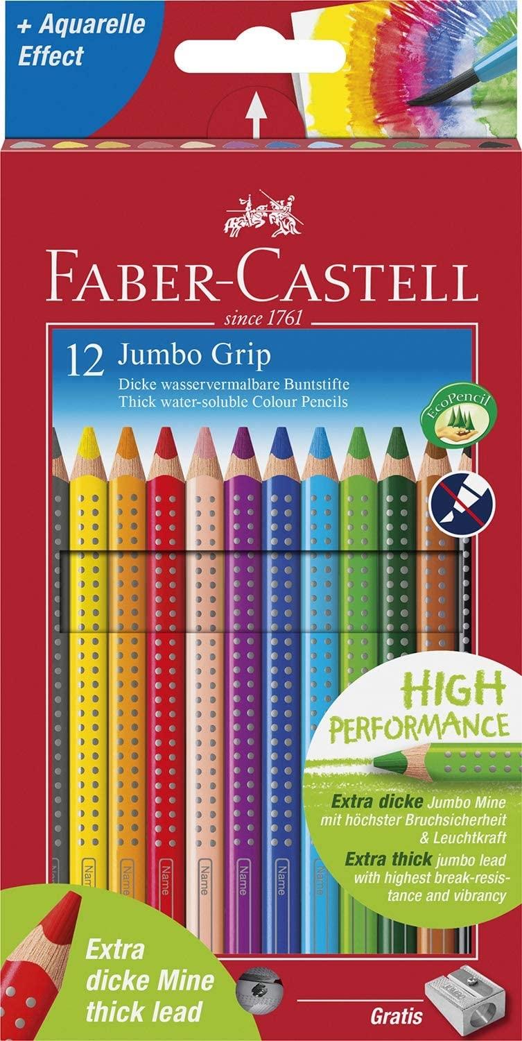 Faber-Castell 110912 - Lápices de colores Jumbo GRIP, caja de cartón de 12