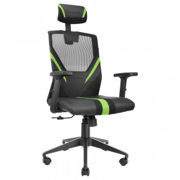 MGC-ERGO VERDE SILLA GAMING ERGONÓMICA MALLA TRANSPIRABLE SOPORTE AJUSTABLE CERVICAL + LUMBAR + REPOSABRAZOS